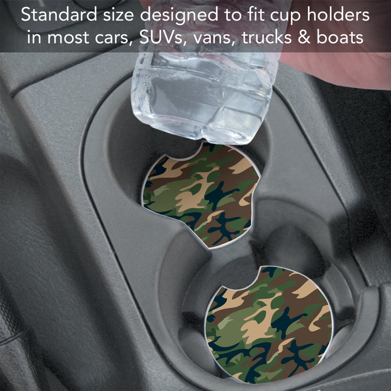 Camouflage 2 Pack Stone Car Coasters