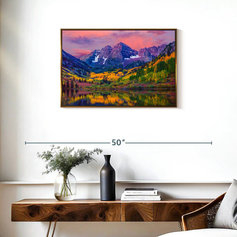 Beauté d'automne Maroon Bells, Cadre flottant doré, 31 po x 21 po