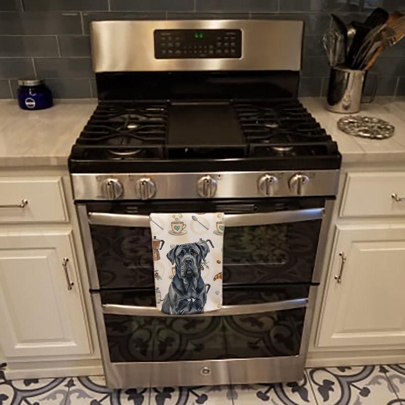 Black Neapolitan Mastiff Coffee Bar Kitchen Towel, Black Neapolitan Mastiff