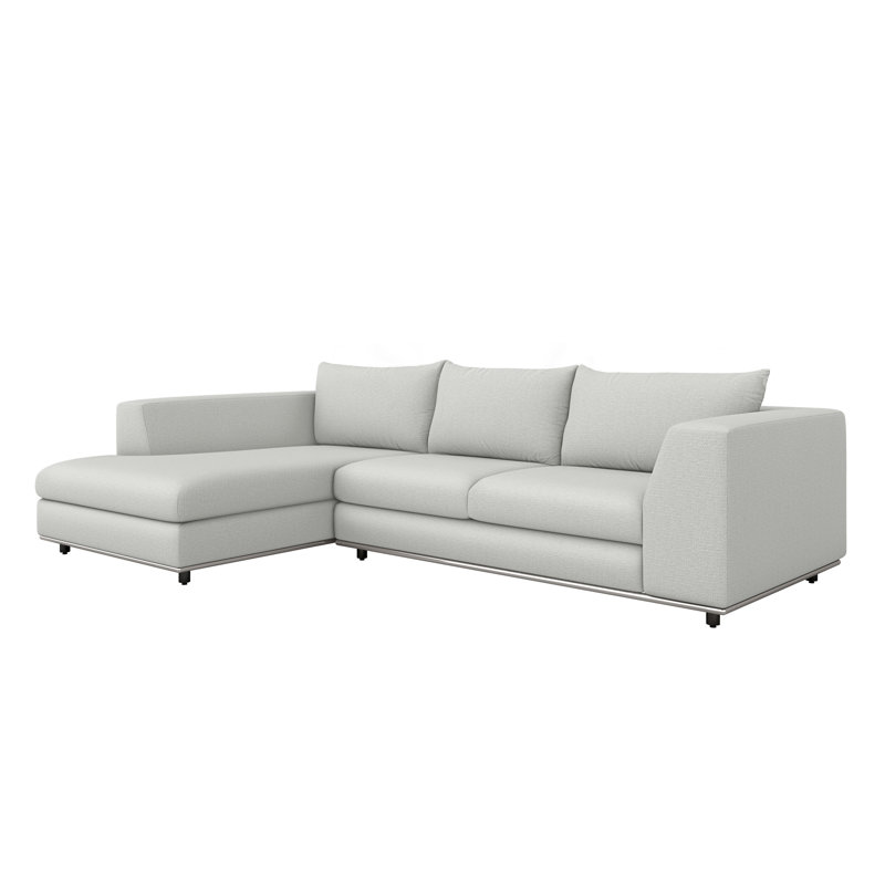 Canapé et méridienne de 112 po de largeur Comodo, Orienté à gauche (vu de face), Noyer, Fresque 100% polyester