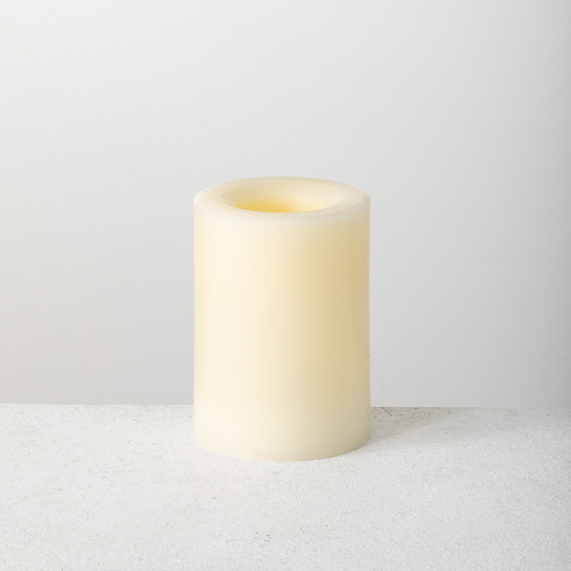 Cicily All Weather Outdoor Weighted LED Pillar Candle, Off-White, 4" H x 3" W x 3" D