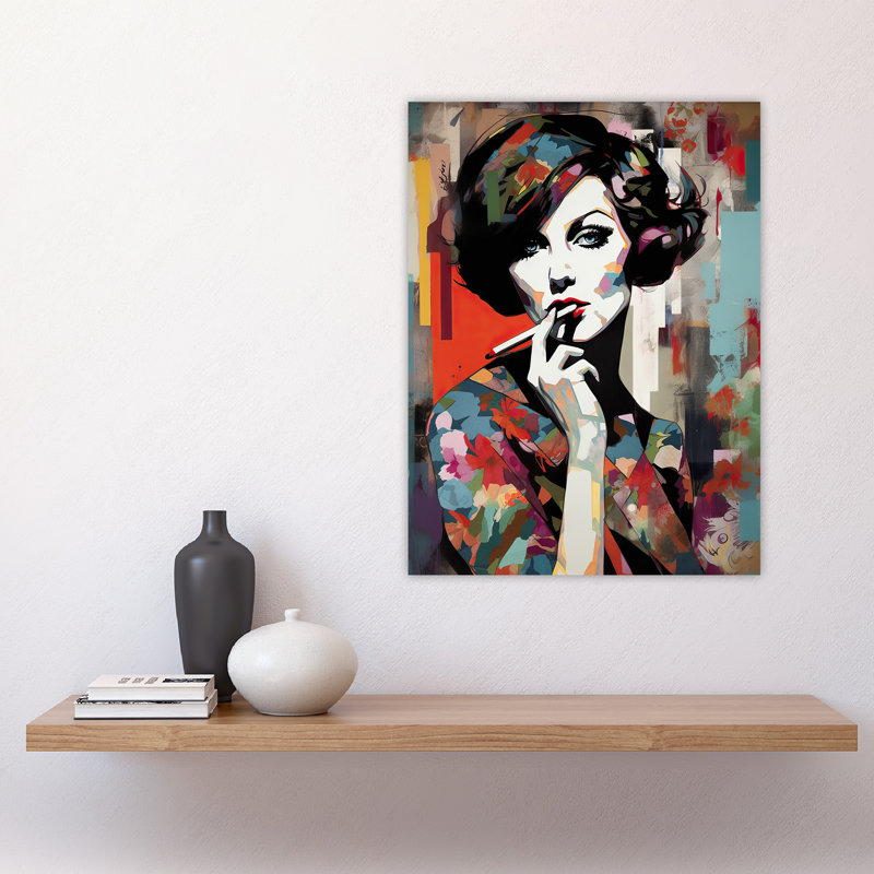 Wall Art Print Femme Fatale Beauty Portrait Oil Painting Woman In Floral Fashion Vibrant Bold Pop Art Modern Painting Poster