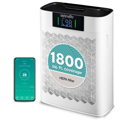 Serenelife High-Performance Air Purifier With Sleep Mode, Automatic Mode, And Filter Replacement For Bedrooms, Offices, And Living Rooms (White)
