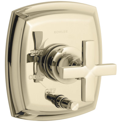 Garniture de valve à pression équilibrée avec inverseur à bouton-poussoir et poignées en croix Margaux® Rite-Temp, valve non incluse