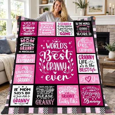 Couverture pour grand-mère 1 pièce, meilleur cadeau de grand-mère au monde, jeté en flanelle chaude pour le salon du canapé-lit, couverture toutes saisons décorative, cadeau des Fêtes