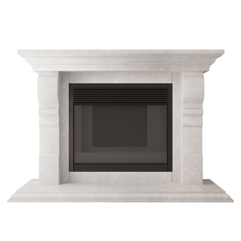 Vana Fireplace Surround, Travertine-White