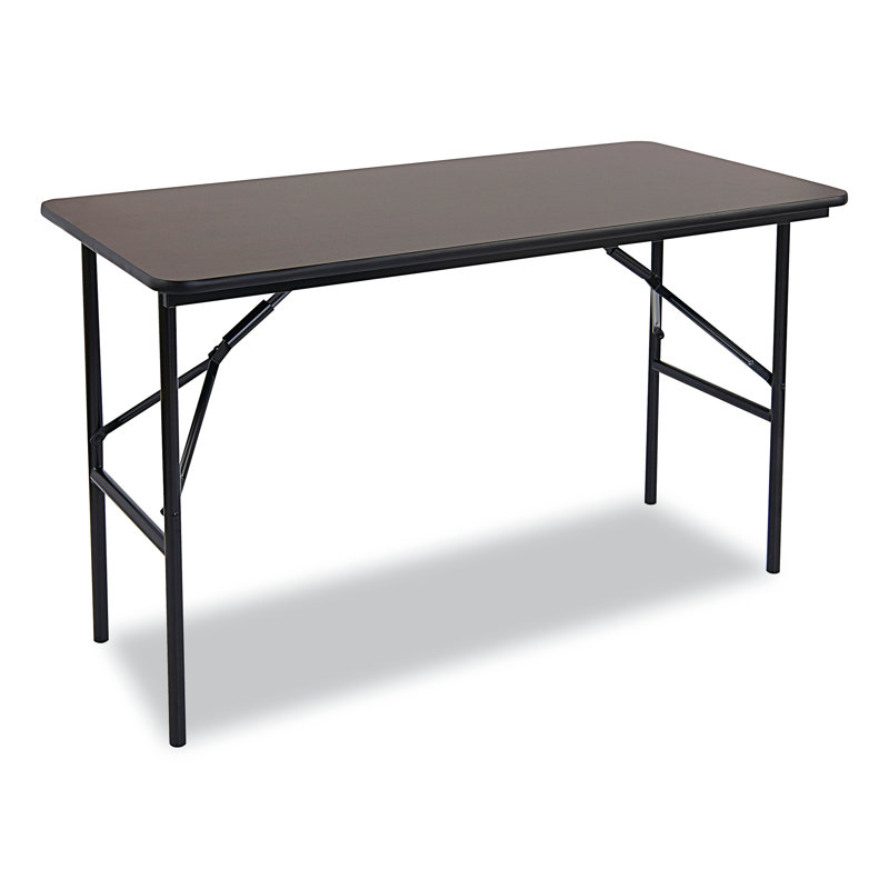 Walnut Laminate Folding Table with Steel Legs, 24" x 48"