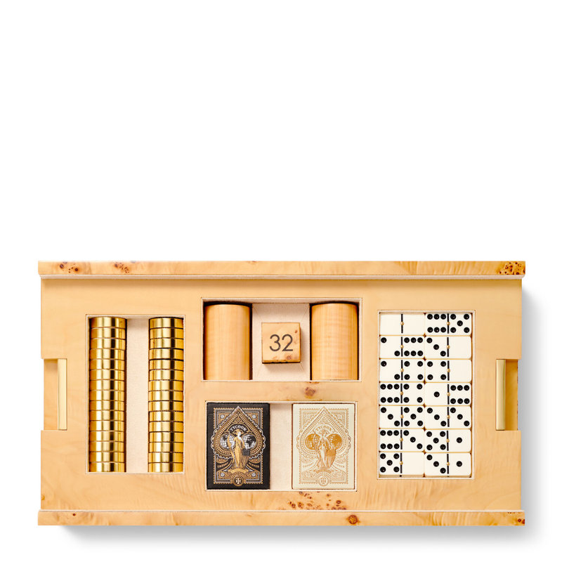 Cream and Brass 3-in-1 Solid Wood Game Set