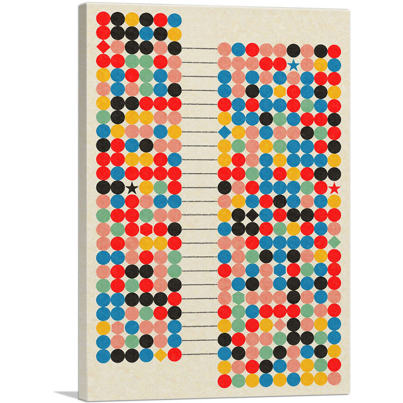 «Mid-Century Modern Circles, Diamonds, and Stars», impression sur toile tendue, H 26 po x l 18 po x P 0,75 po