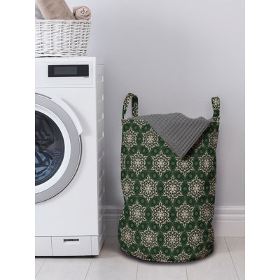 East Urban Home Vintage Laundry Bag, Floral Motif Timeless Retro, 13"" x 19"", Emerald Beige -  58CEF3BDCFD74F22B3125876805A651F