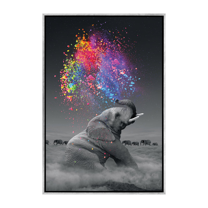 «Elephant - Color Explosion» par Soaring Anchor Designs - impression d'art graphique, H 60 po x l 40po x P 1,5 po