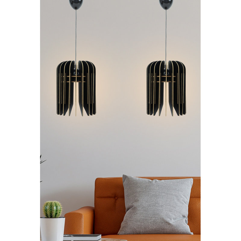 Luminaire suspendu géométrique unique à 2 lumières, Noir, Noir