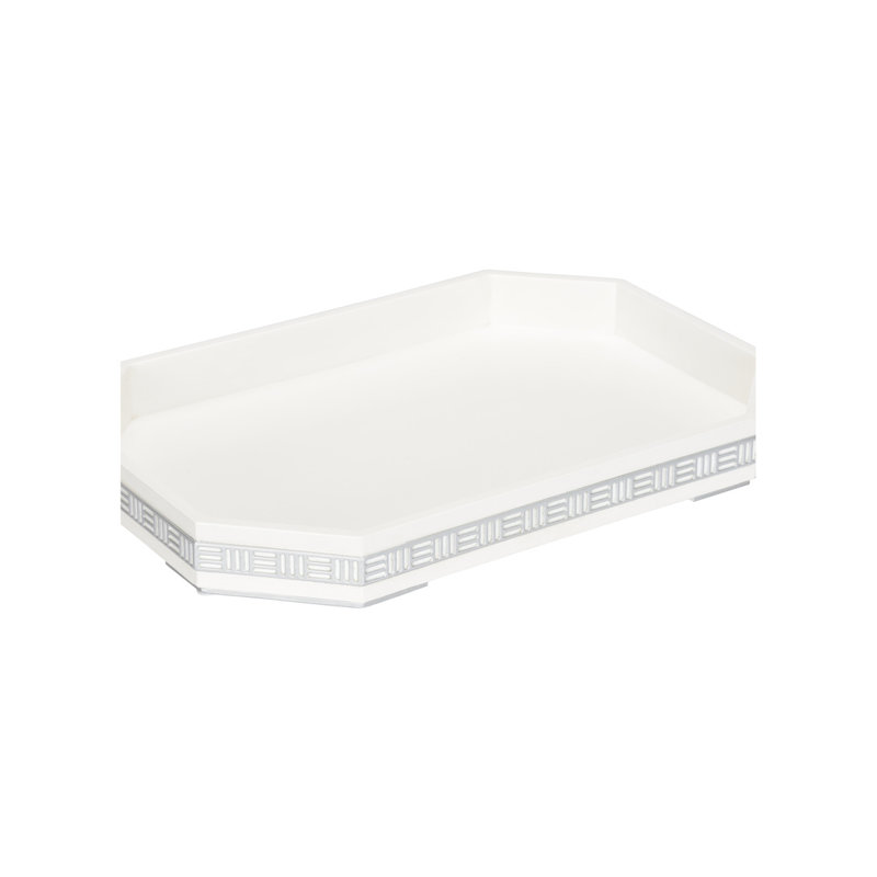 Ambrose Tray, White/Silver