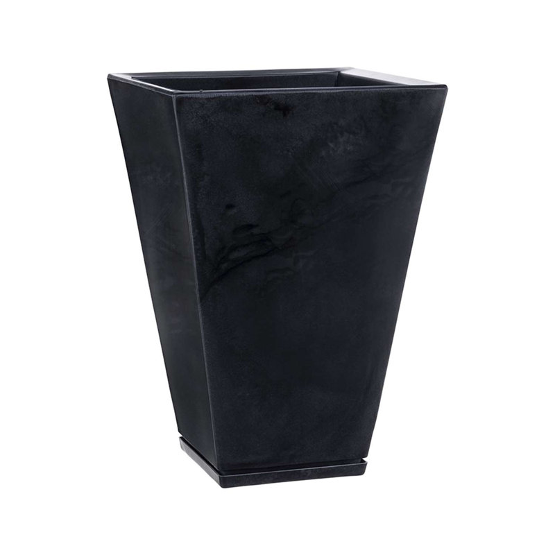 Pot à fleurs en résine Zurique, Noir, H 21,65 po x l 14,96 po x 14,96 po