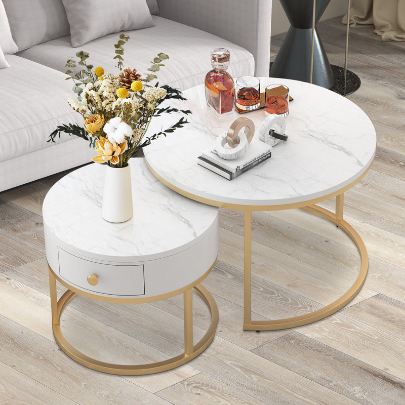 Adeliah Frame Coffee Table with Storage, White