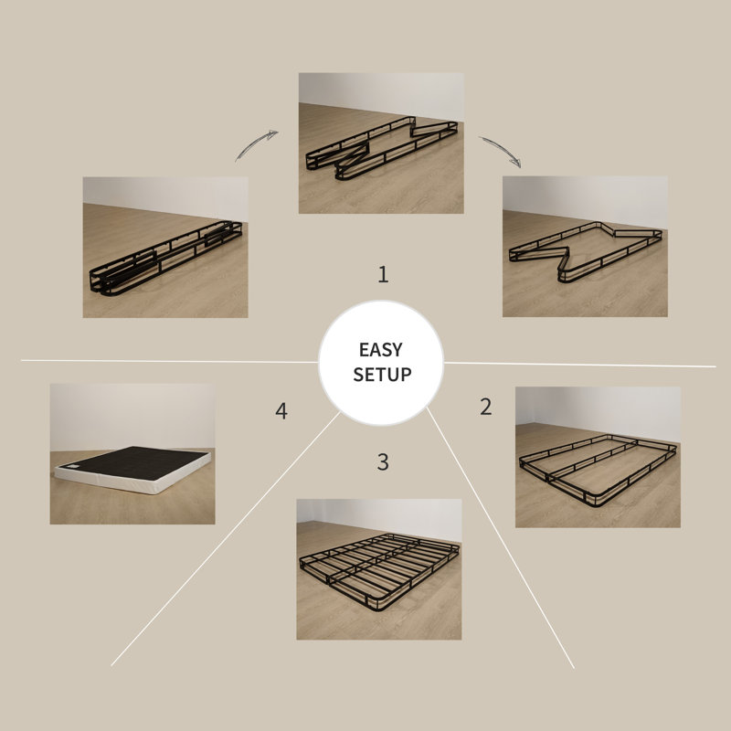 Brambory Full 8" Quad-Fold Instant Setup Metal Box Spring, Full/Double