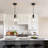 Black Ribbed Glass Adjustable Pendant Light