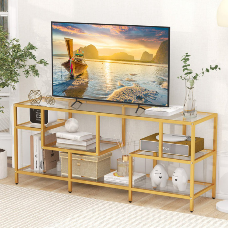 Console 58 pouces avec tablettes en verre trempé pour le salon
