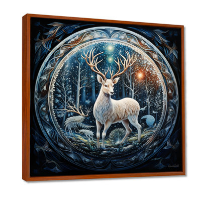 Celestial Deer With Antlers In Enchanted Forest - Deer Animal Wall Art