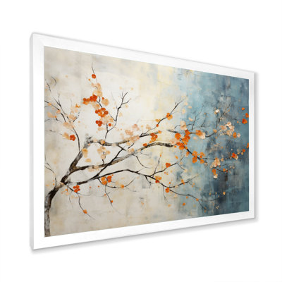 Orange Teal Maple Tree Glowing Embers V - Tree Maple Wall Art