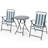 Ebern Designs 3 Pieces Patio Folding Chair Set W/ 2 Chairs & Glass Round Coffee Table Porch Deck Backyard