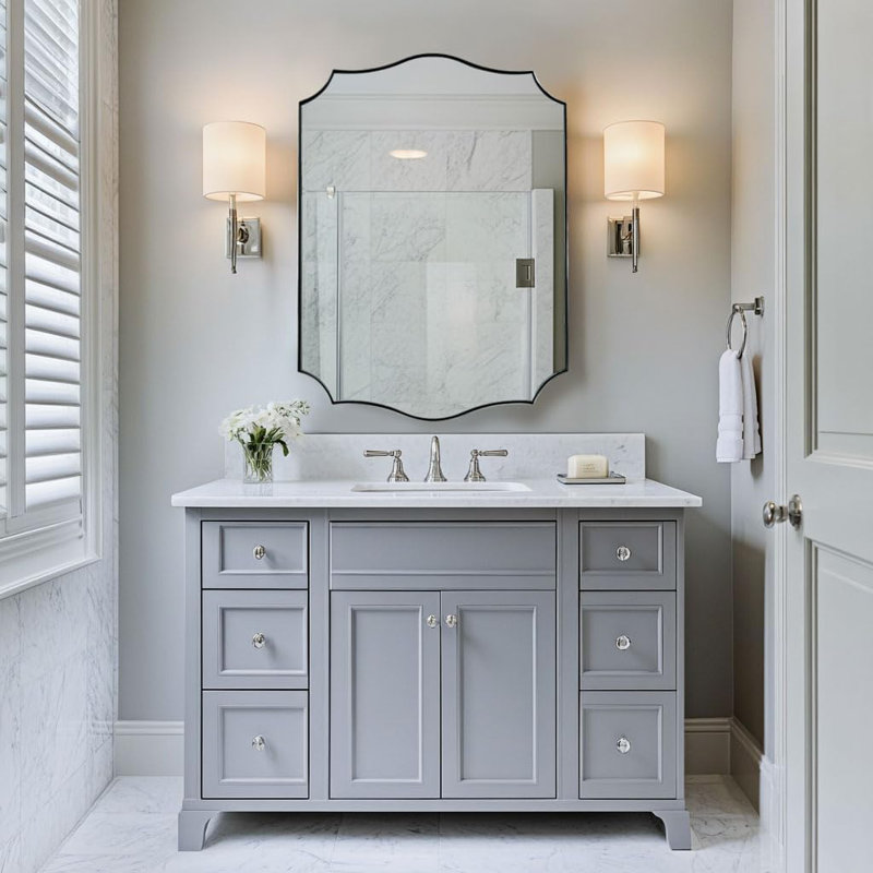 Miroir de salle de bain Anayalee Cadre en acier inoxydable, 30 po x 22 po, Nickel brossé