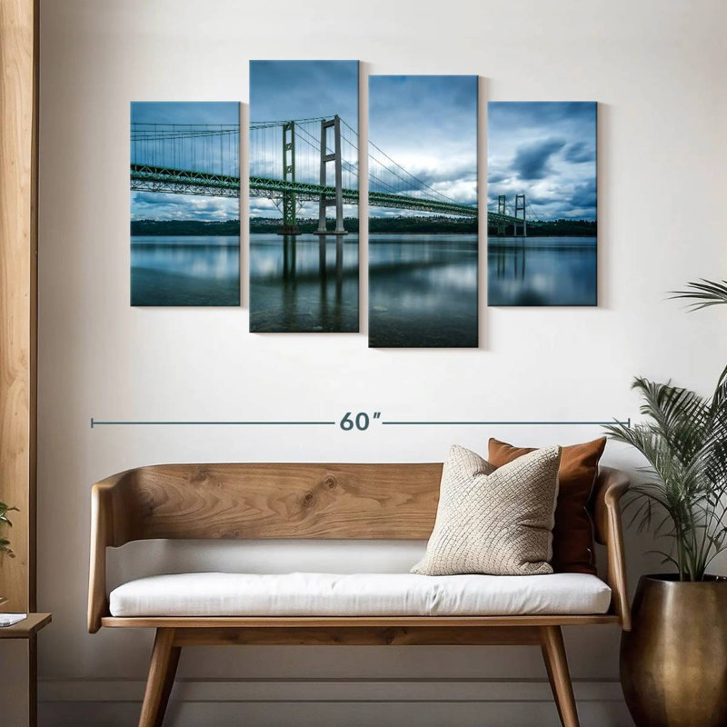 Lilie nuageux, pont Tacoma Narrows, H 32 po x l 52 po