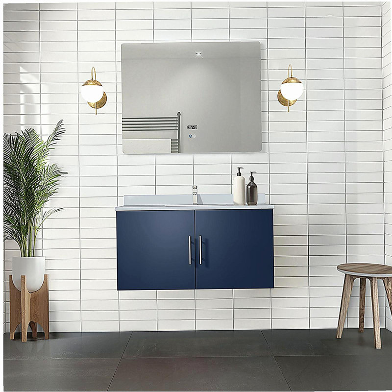 Lavabo de baignoire avec robinet et miroir à DEL, Marine, 36"