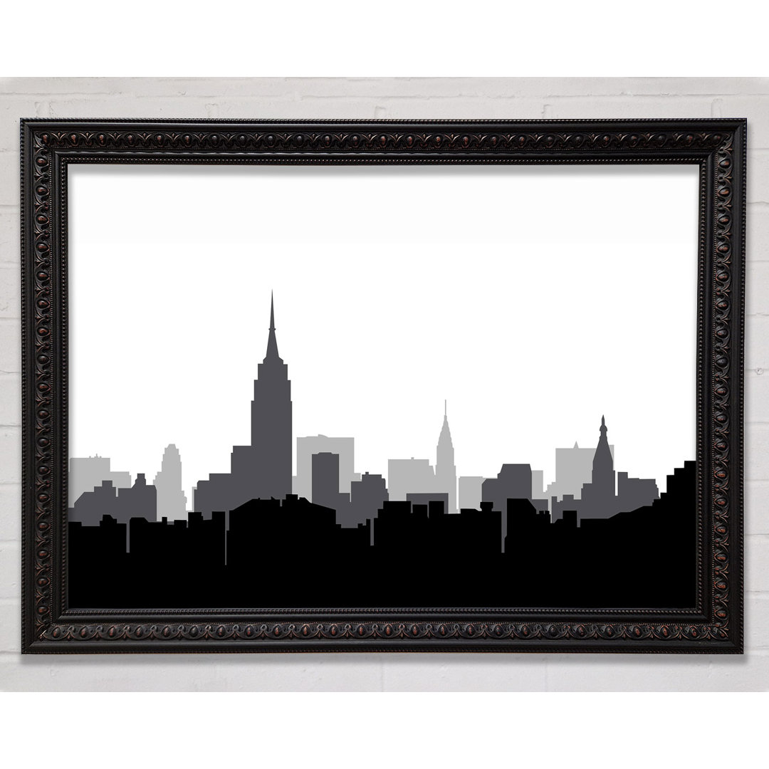 New York Silhouette B N W - Einzelne Bilderrahmen Kunstdrucke