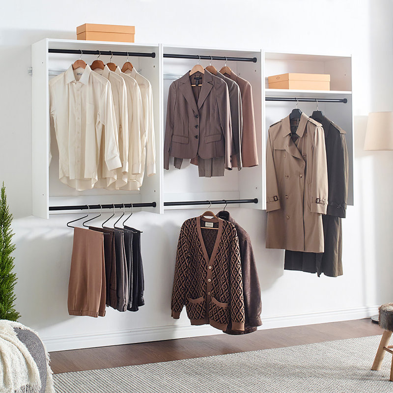Devi White Wall Mounted Wood Closet System, White