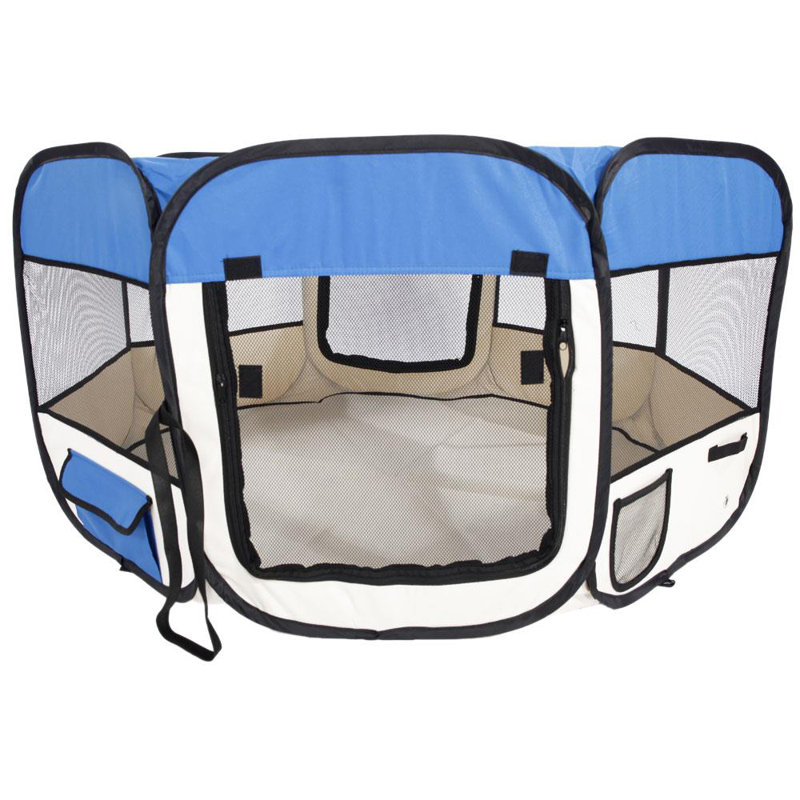 Sac de transport pour animaux Cavazos Kennel Fence, Grand (H 23,5 po x l 14,57 po x P 15,35 po), Bleu