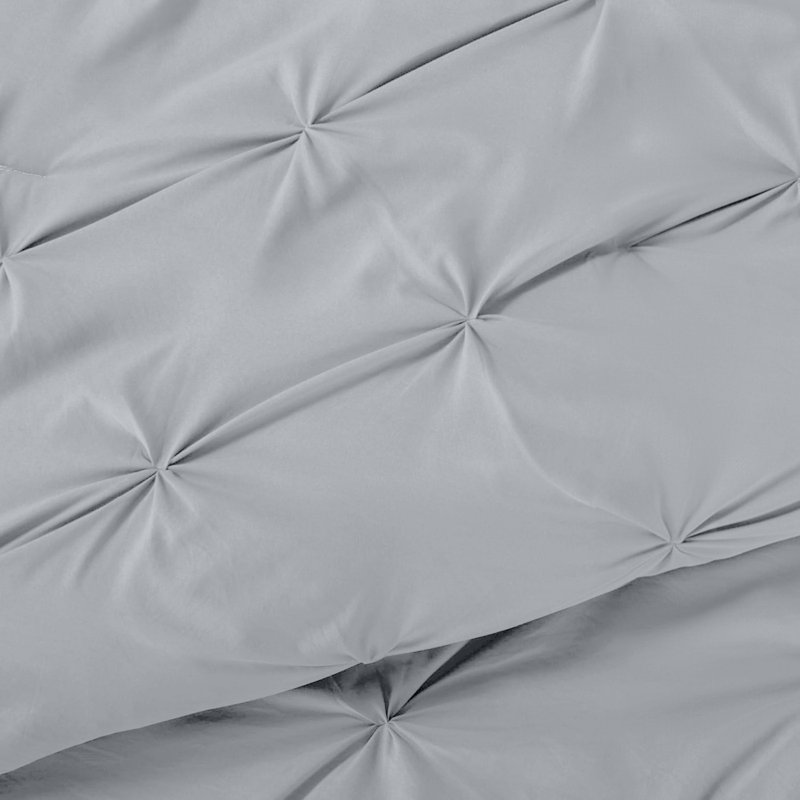 Microfiber Solid No Pattern Colour Duvet Cover Set with Pillowcases, Double Duvet Cover Set + 2 Pillowcases, Silver