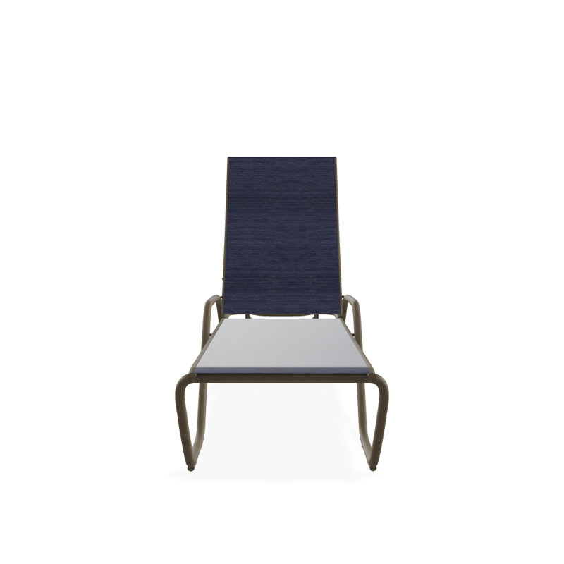 Outdoor Rust-Resistant Metal Chaise Lounge, Textured Beachwood, Collect Indigo