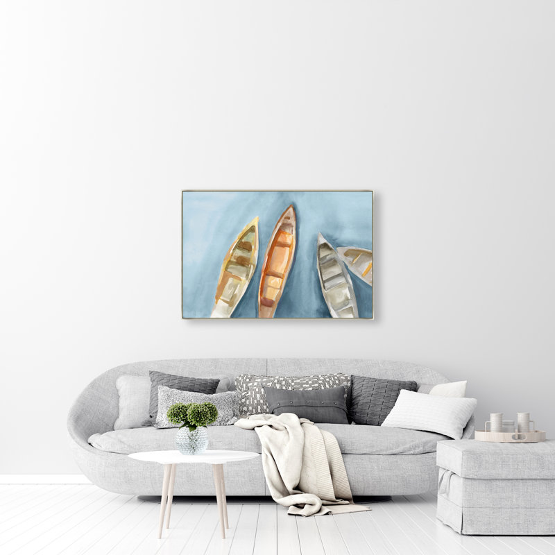 «Blue Afloat III» par Giselle Kelly - peinture à cadre flottant sur toile
