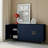 Navy Blue 4 Door Wooden Cabinet Sideboard Buffet Server With Adjustable Shelf For Office, Living Room, Entryway, Hallway, Kitchen And Dining Place Modern In Matte Dining, Room