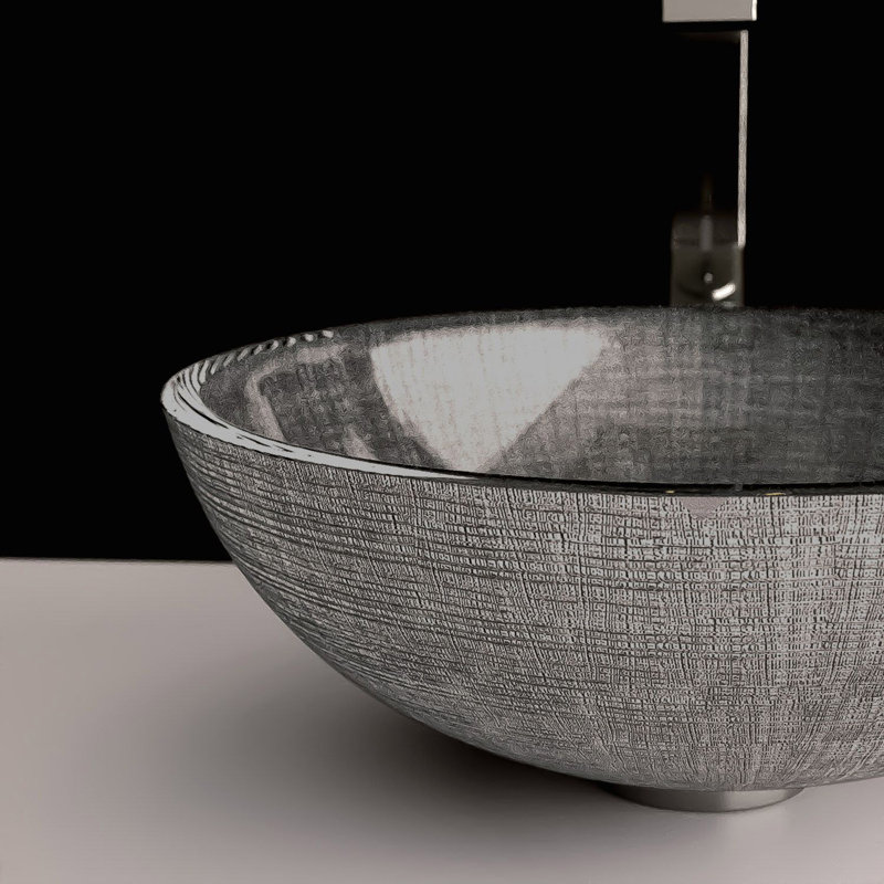 Maestro Bath Atelier 17.4'' Glass Circular Bathroom Sink, Silver/Black