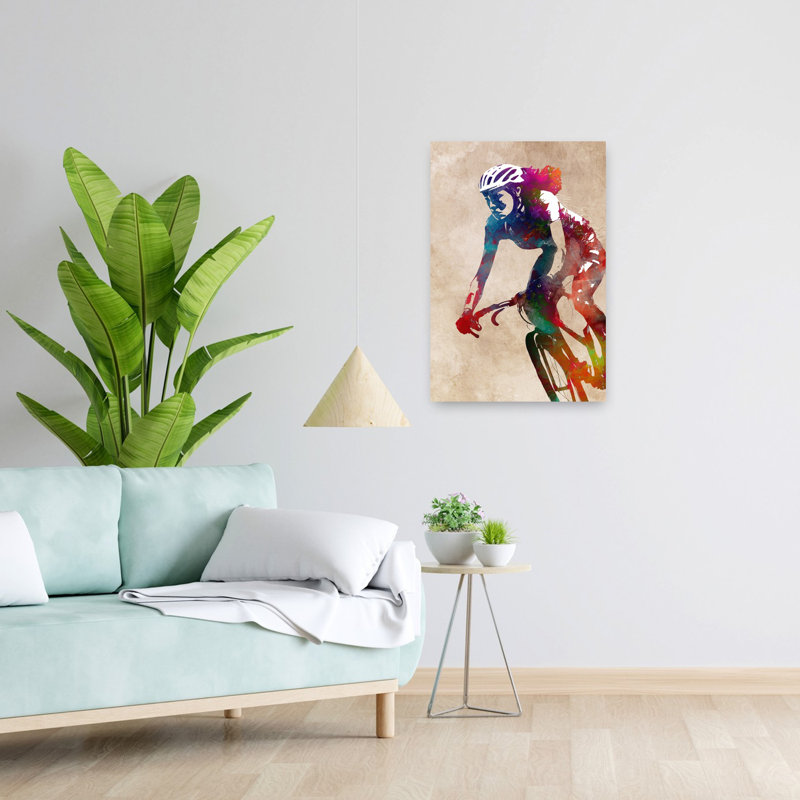 «Vibrant Cycling Spirit», art mural contemporain, H 24 po x l 16 po