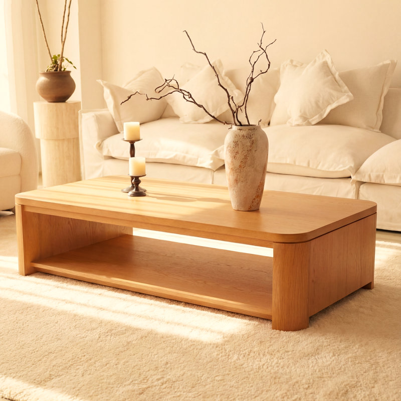Table basse en chêne massif 60 po Ovelo, Naturel