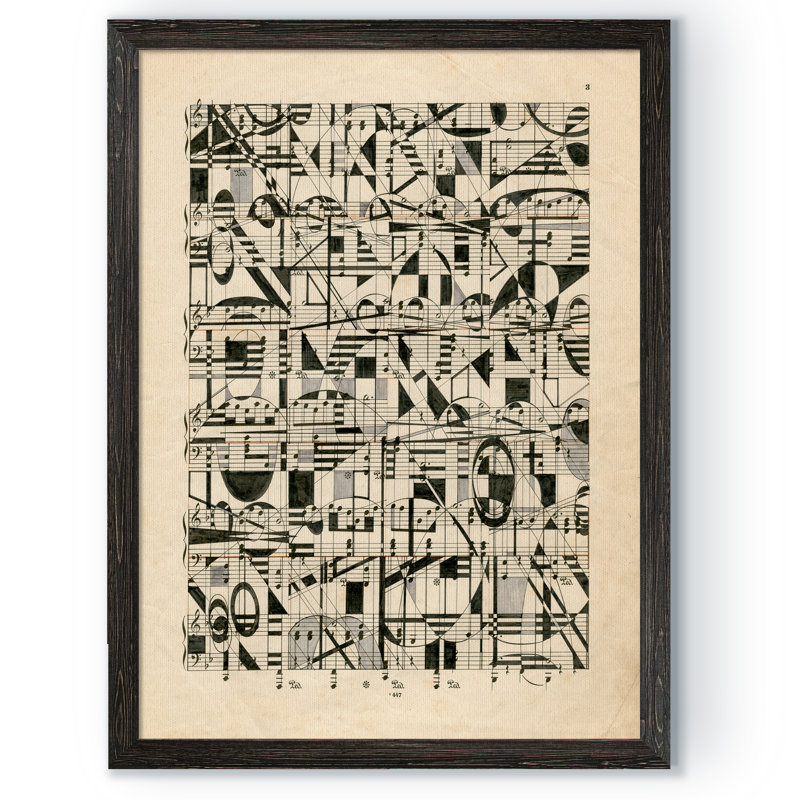 «Graphic Notes» par Nikki Galapon - reproduction de peinture encadrée, H 30 po x l 22 po x P 1,25 po, Pas de tapis