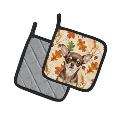 Paire de supports à casserole chocolat chihuahua