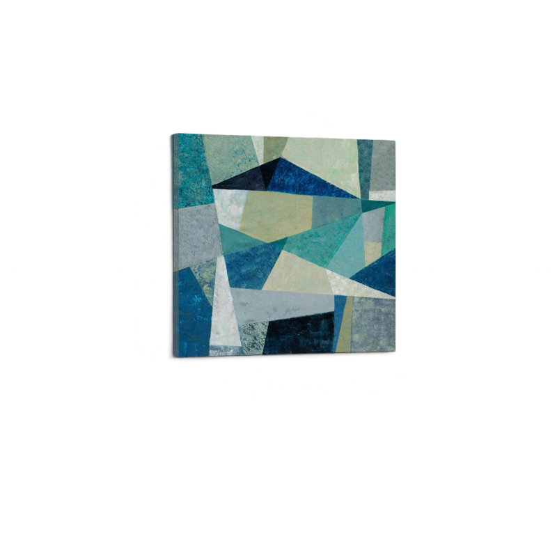 «Blue Indigo Geo Metric», reproduction d'art sur toile 24 x 24 po