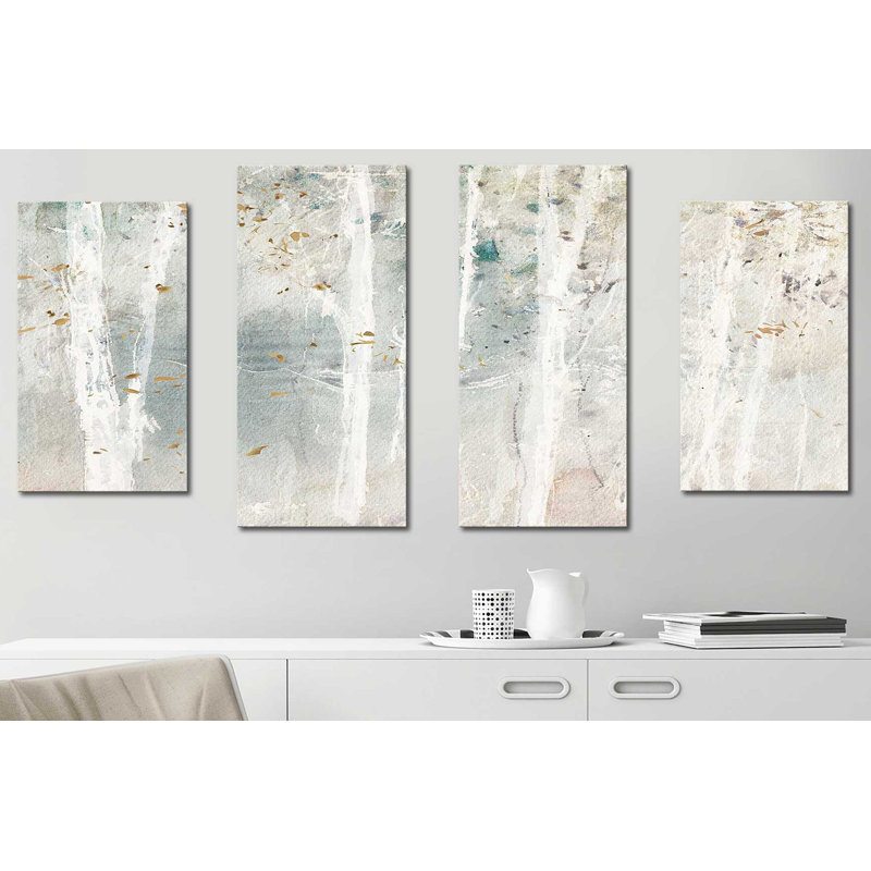A Woodland Walk III - Ensemble de 4 reproductions sur toiles tendues, H 30 po x l 56 po x P 1 po