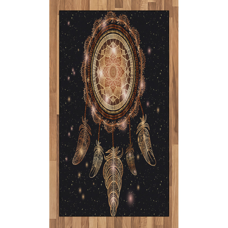 Tapis décoratif en fibres à haute densité Mandala, Rectangle 2 pi 7 po x 5 pi