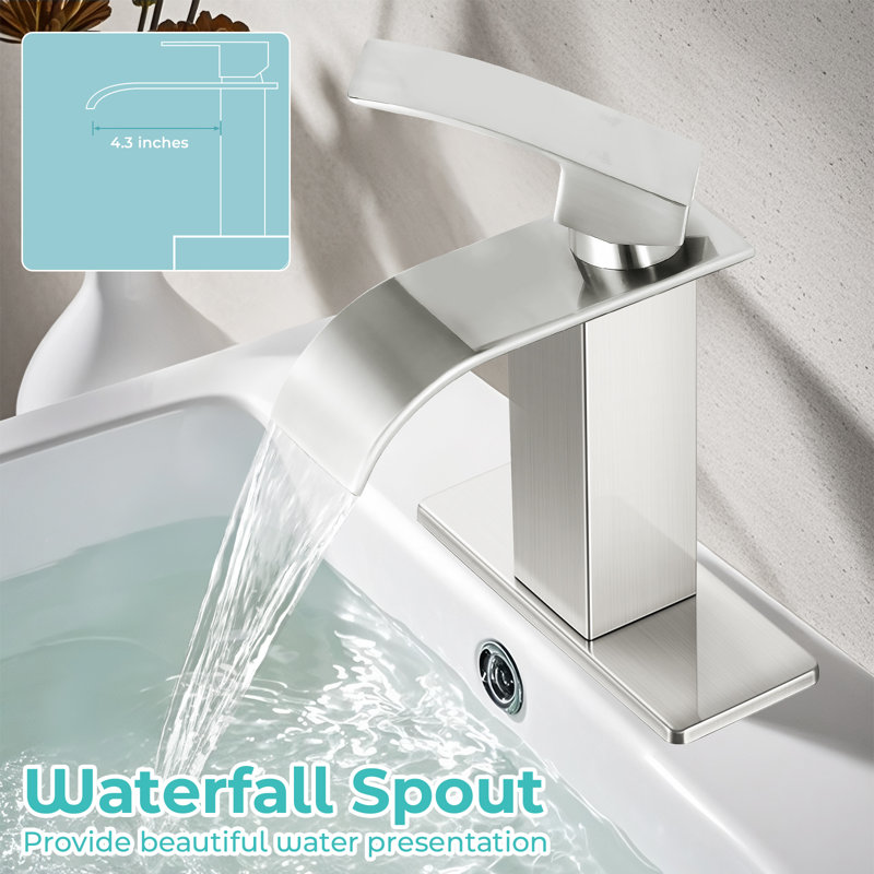 Freestanding Single-handle Bathroom Faucet with Drain Assembly, Brushed Nickel