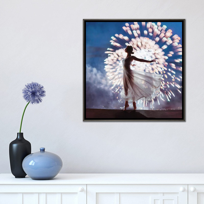 " Fireworks " by Hobopeeba, No Mat, 18'' H x 18'' W x 1.5'' D, Dark Rustic Wood Framed