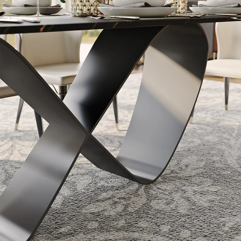 Table de salle à manger rectangulaire, Noir, H 29,53 po x L 62,99 po x l 35,43 po, Noir