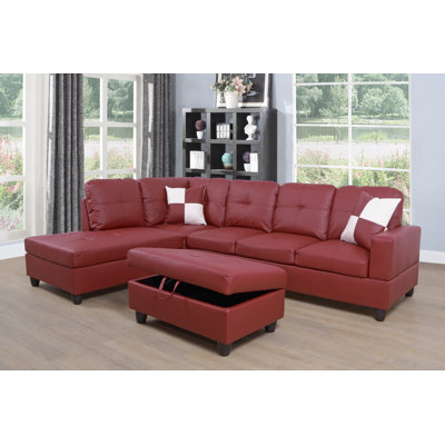 Faux Leather L-Shaped Sectional Left Hand Facing