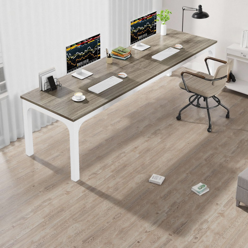 78.7" Extra Long 2-Person Computer Desk Conference Table Writing Desk Executive Desk, Gray/White