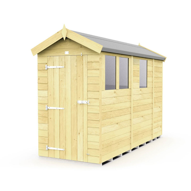 4ft x 9ft Apex Shed - Single Door with Windows