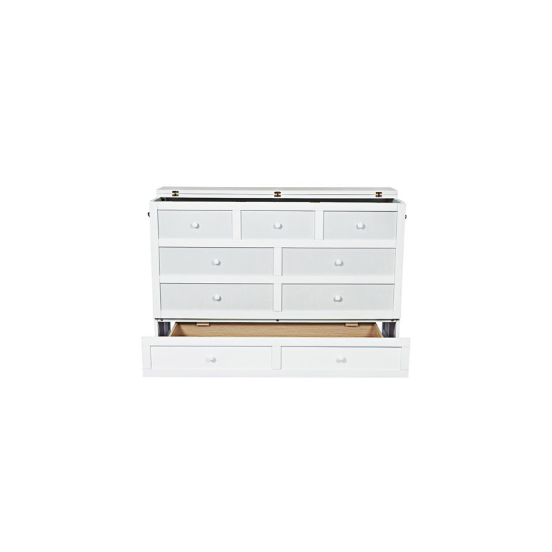 Armoire lit escamotable avec tiroir de rangement et station de charge Murphy, Grand, Blanc